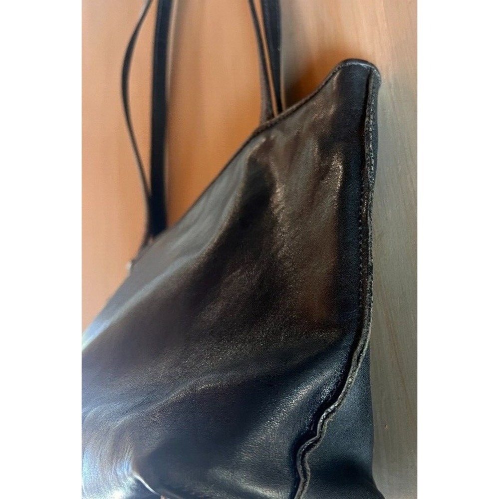 Vintage Original Monsac MW‎ Black Leather Handbag Elegant Timeless Purse Tote - Picture 8 of 16